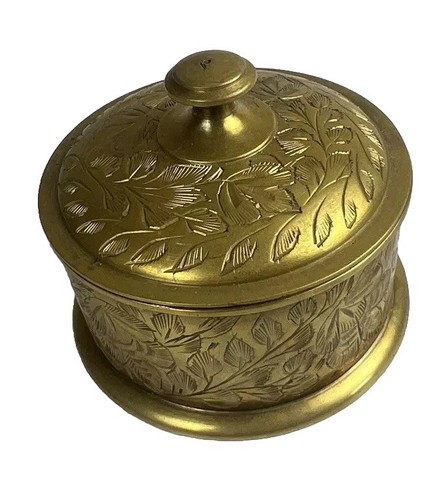 VTG Solid Brass Trinket Box or Cone Incense Burner Holder Made in India 2270