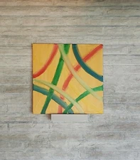 "Creamcicle" New Painting By Katherine Kabay 20"X 20"Abstract  Acrylic Mounted