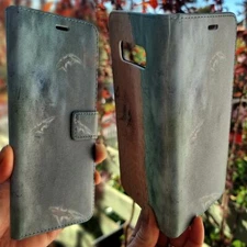 For Samsung Galaxy Note Wallet Phone Cover Shark Sighting On Beach Seashore FC09