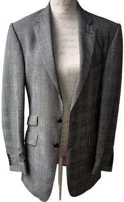 Herren THOM SWEENEY Weiß/Schwarz Dogtooth 100% Wolle Anzug Jacke BRUSTUMFANG 40