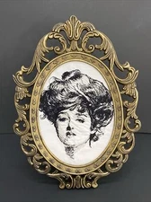 10x8 Brass Photo Frame w Fabric Art The Creative Circle Picture 5x7 Picture Size