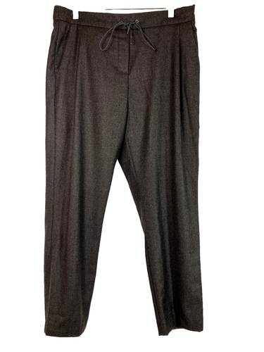 L Fabiana Filipi Merino Wool Metallic Thread Drawstring Waist Gray Dress Pants