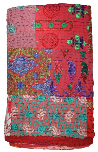 Indian Handwoven Patchwork Vintage Cotton Kantha Quilt ,Bedspread ,Throw Blanket - Picture 54 of 87