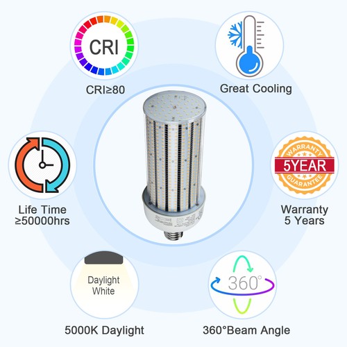 LED Corn Light 120W AC480V Warehouse Parking Lot High Bay Fixture Area Lamp Bulb - Picture 3 of 9