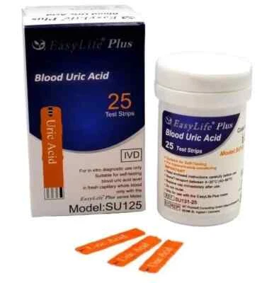2 x 25 EASY LIFE PLUS BLOOD URIC ACID METER GOUT TESTING UK