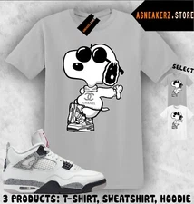 Shirt Match AJ 4 White Cement 2025 Sneaker Matching Sneakerhead Joe Cool T-Shirt