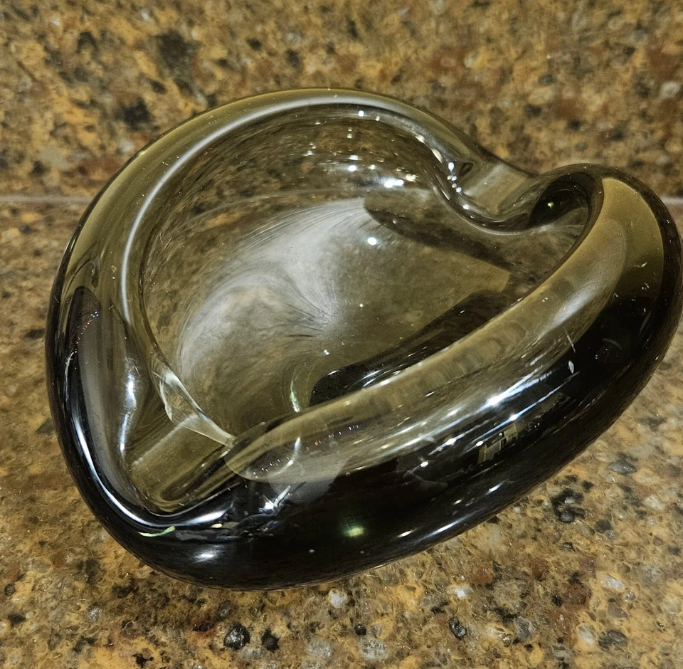 Tigela de vidro arte fumê Holmegaard Per Lutken Selandia assinada década de 1960 Dinamarca dinamarquesa - Imagem 2 de 4