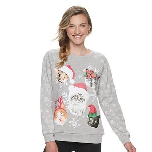 light up cat christmas sweater