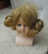 Vintage Porcelain Girl Doll Head and Shoulders 4 1/4" Tall