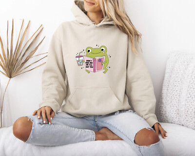 Süßer Frosch Lesen Hoodie für Frauen psychische Gesundheit positive Kleidung Don't Bug Me