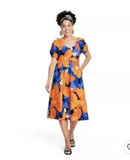 Tabitha Brown x Target Dress Floral Midi Tie Open back  Womens size 8- New