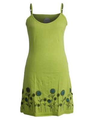 vishes Kleid bestickt Hippie Sommerkleid Strand Blumen Elfenkleid Minikleid - Bild 1 von 2