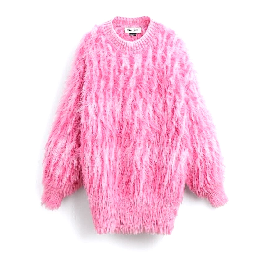 Neon pink store sweater zara
