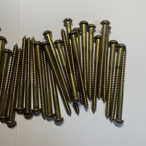 44 Vintage NOS Round Solid Brass Wood Screws 3” X 12 -7/32inch Nice Patina A - Picture 4 of 5
