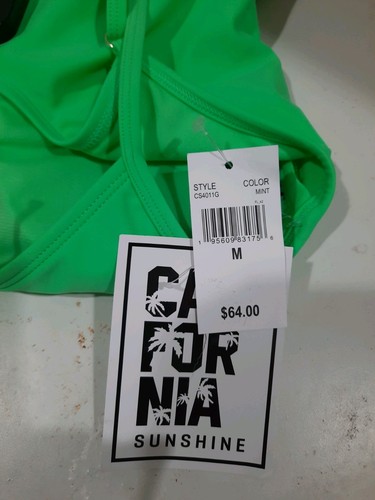 New California Sunshine Mint Green Bathing Suit Size Medium Juniors Adjustable - Picture 4 of 6