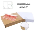 100-20000 | 8.5x5.5 Shipping Labels Half Sheet Self Adhesive 2 Per Sheet Blank