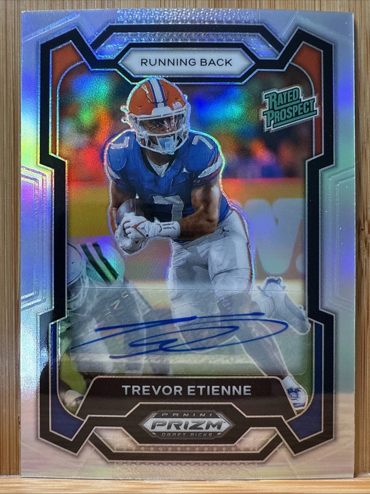 Trevor Etienne 2024 Prizm Draft Picks - Rated Prospect Silver Prizm Auto #196