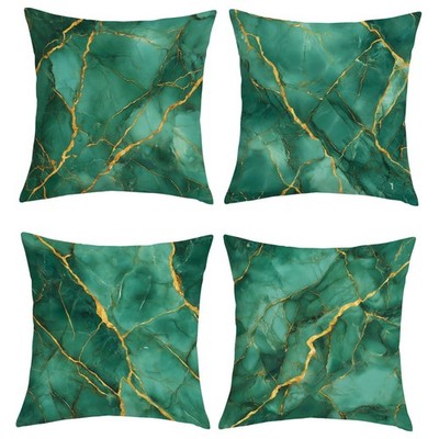 Joymaison Emerald Green Gold Marble Throw Pillow 18'' x (Pack of 4),