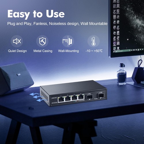 4 Port 2.5G Network Switch with 2x10G SFP, 2.5Gbps Network Hub Ethernet Split... - 第 4/7 張圖片