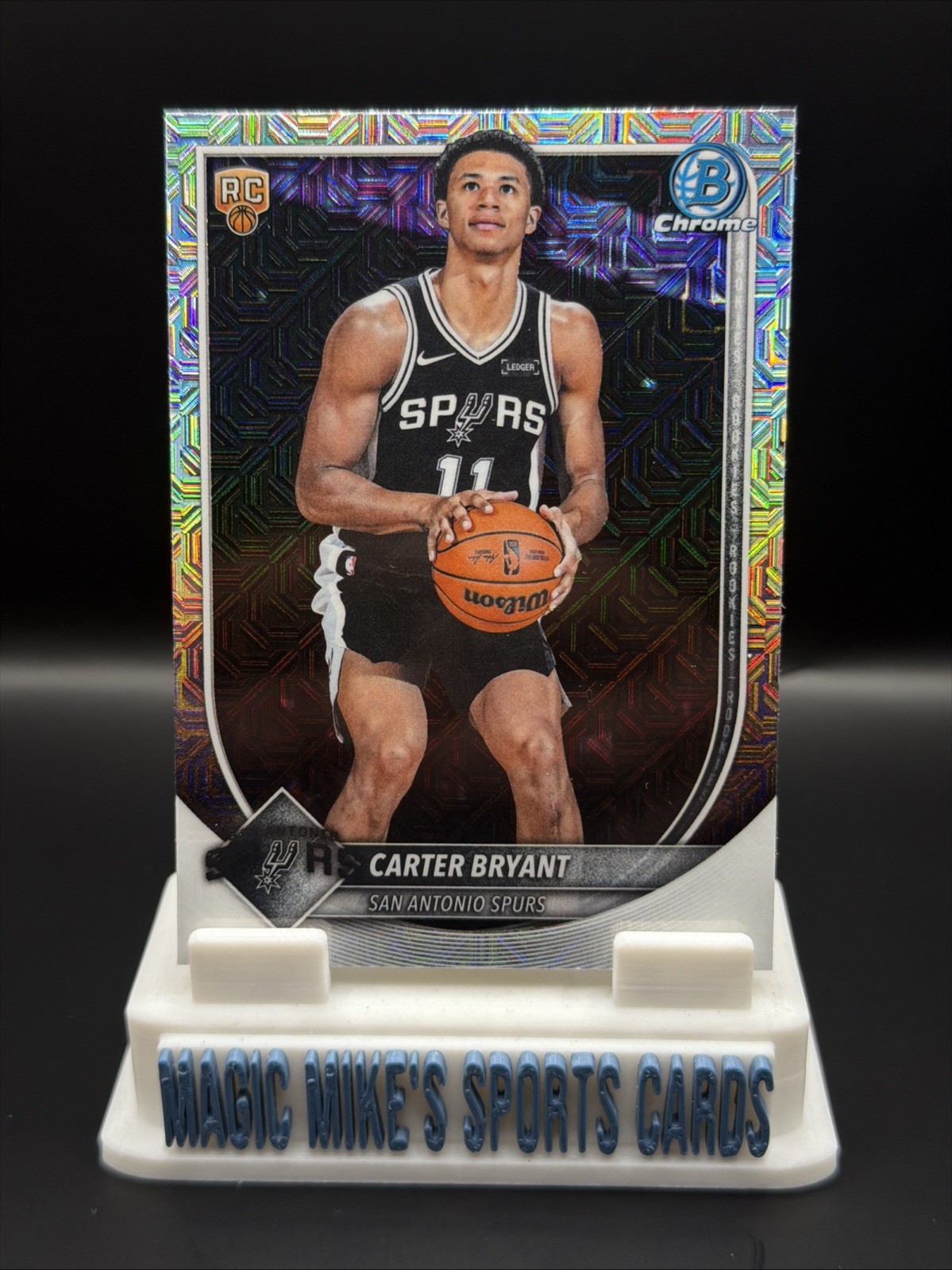 Carter Bryant Rookie 2025-26 Bowman #BCV-14 Chrome Mojo Refractor SP RC Spurs