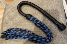 Ardour Cat O Nine Blue/Black Flogger Genuine Cowhide Leather Whip