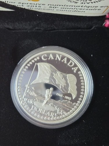 2015 $1 The Canadian Flag, 50th Anniversary - Pure Silver Dollar Proof