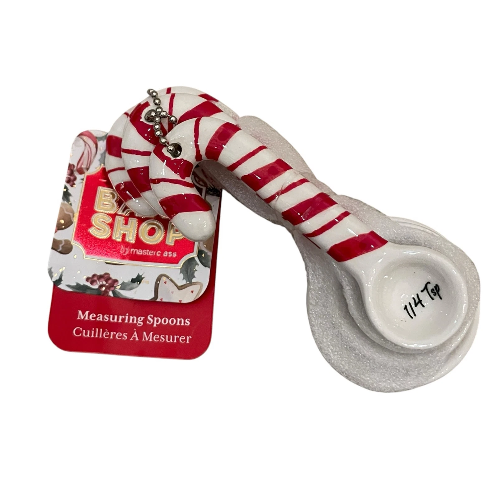 The BakeShop Candy Cane Measuring Spoons Holiday Kitchen NEW