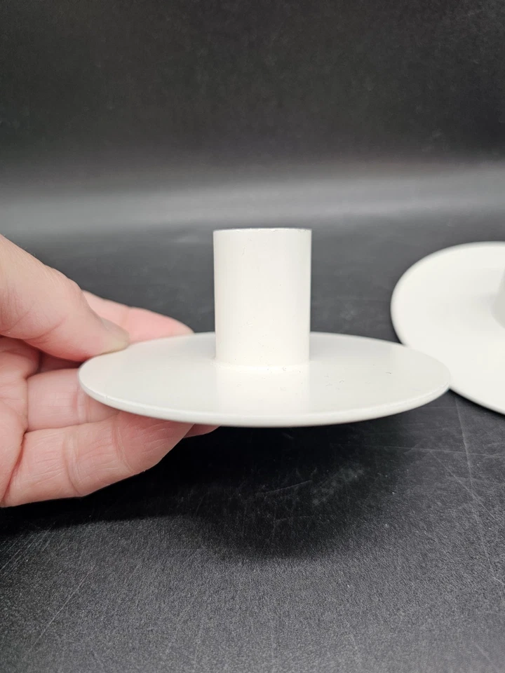 Ikea White Metal Taper Candleholder Pair Sleek Contemporary Scandinavian Modern - Image 3 of 4