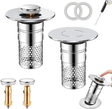 Bathroom Sink Stopper Hair Catcher, Pop-up Sink Drain Strainer with Removable