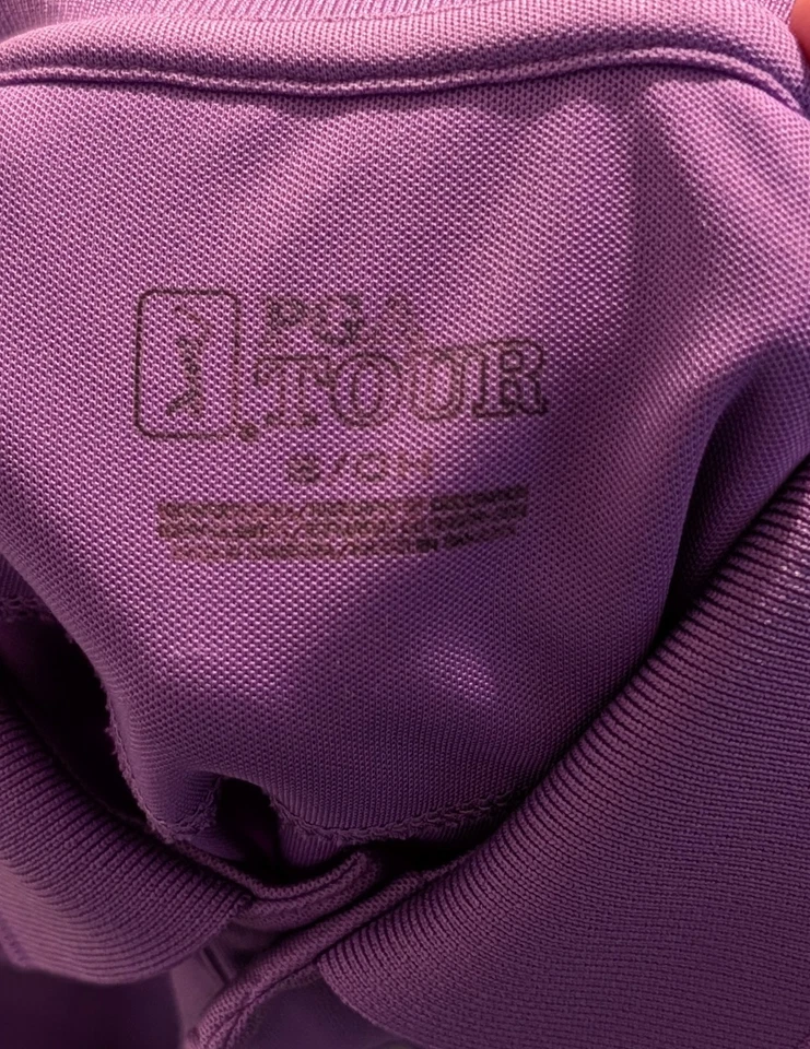 Camisa de golf PGA Tour para hombre S púrpura claro estampado argyle manga corta activa B16 Foto 3 de 3