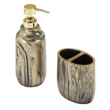 Nicole Miller Harper Collection Bathroom Set 2pc Resin Black/Gold