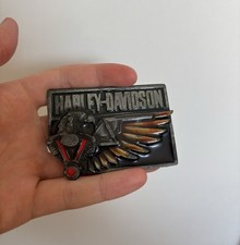 Harley Davidson Metal Logo Buckle Vintage 1989