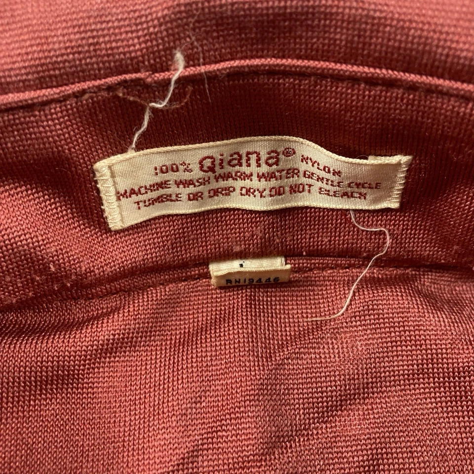 Camisa Botón Vintage Años 70 Para Hombre Grande Roja Manga Larga Disco Qiana Cuello Daga Foto 3 de 4