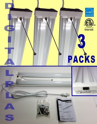 2PCS 4Ft 40W 5000k LED Garage Work Shop light Fixture Hanging with Pull Chain MX