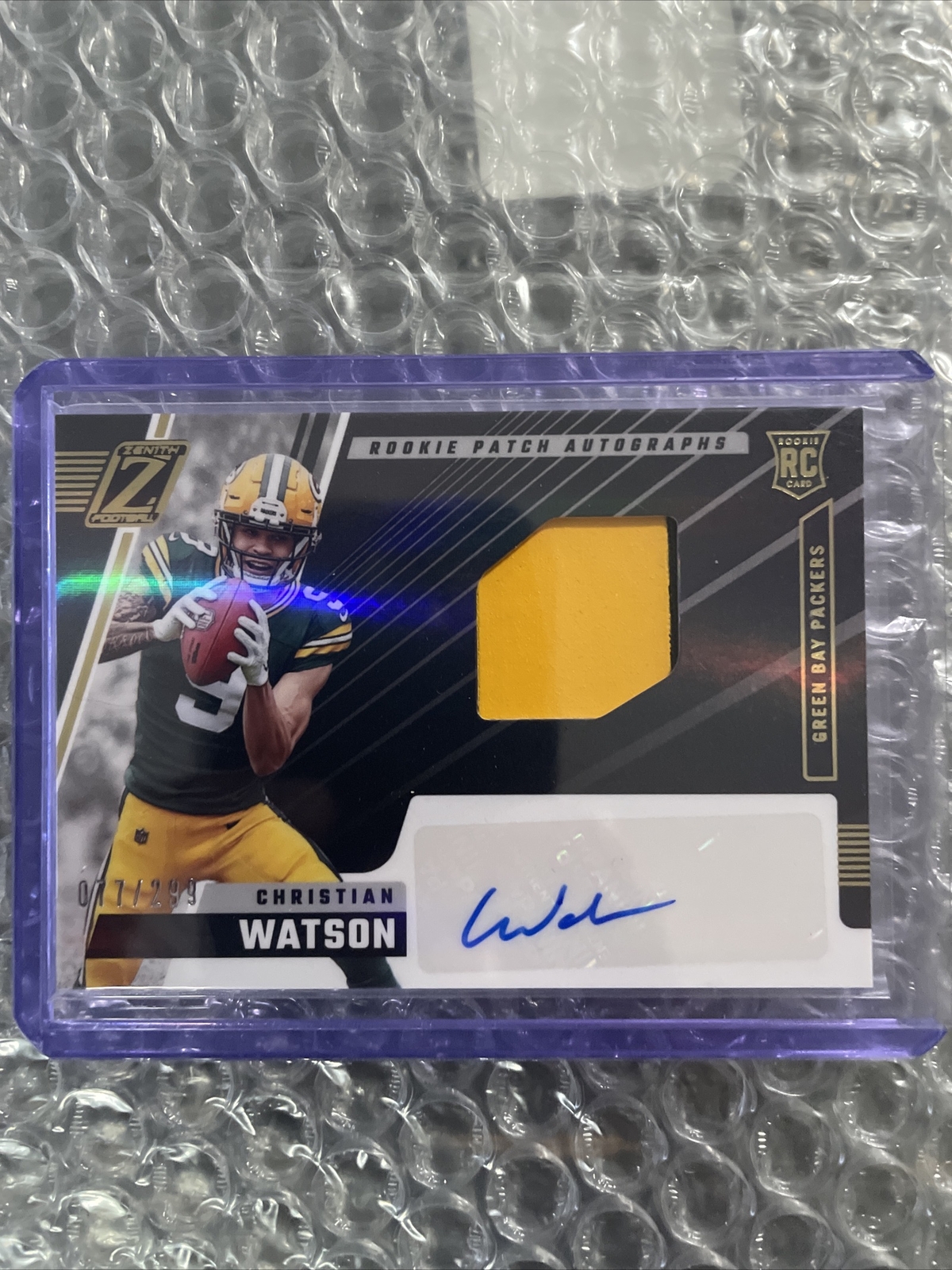 2022 Zenith Football Christian Watson RC RPA 077/299 Auto