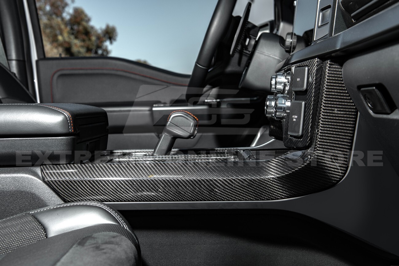 For 21-Up Ford F-150 CARBON FIBER Interior Center Console Side Panel Trim Cover
