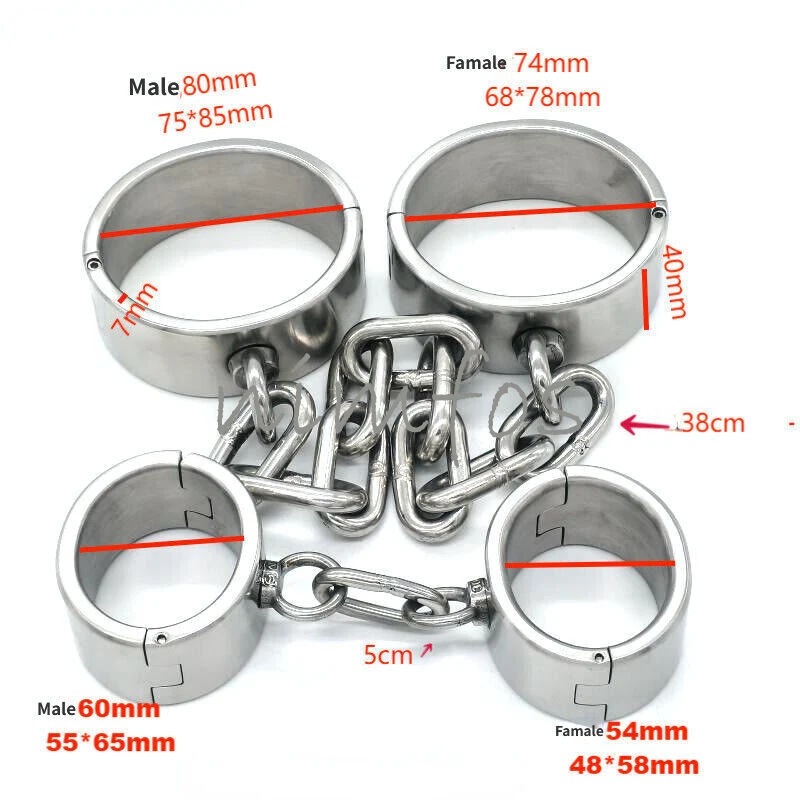Fijación de tobillo esposas de acero inoxidable 100 % resistente de 4 cm Foto 2 de 4