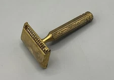 Vintage Ever-Ready Shovelhead Single Edge Safety Razor Gold Color