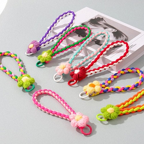 Fashionable Braided Keychain with Floral Charm Knot Rope Strap Keyring Accessory - 第 6/15 張圖片