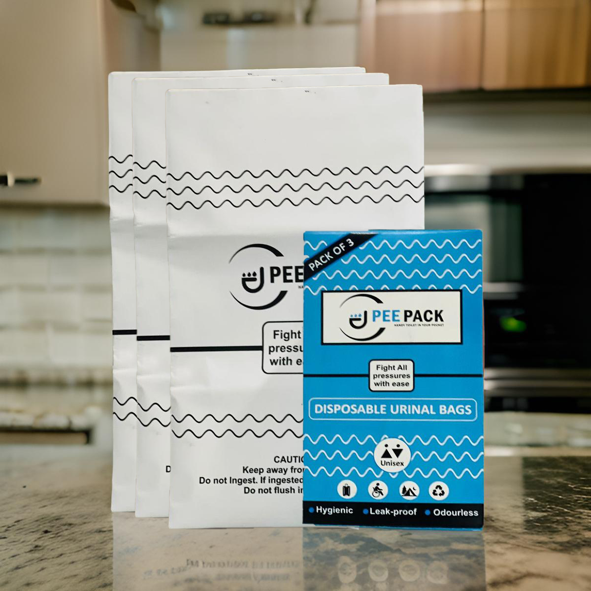 PeePack Disposable Urinal Bags – 3 Pack | Leak-proof, Odourless, Unisex