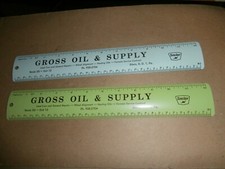 2 Vintage Metal 12" Rulers Sinclair Gross Oil & Supply Etters PA