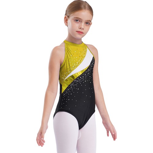 Gymnastic Leotard Kids Girls Shiny Tracksuit Bodysuit with Hair Band Ballerina - Picture 57 of 81