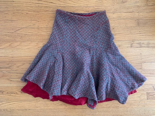 Vintage Irene Van Ryb Womens sz 42  A Line tweed ruffled skirt Italy