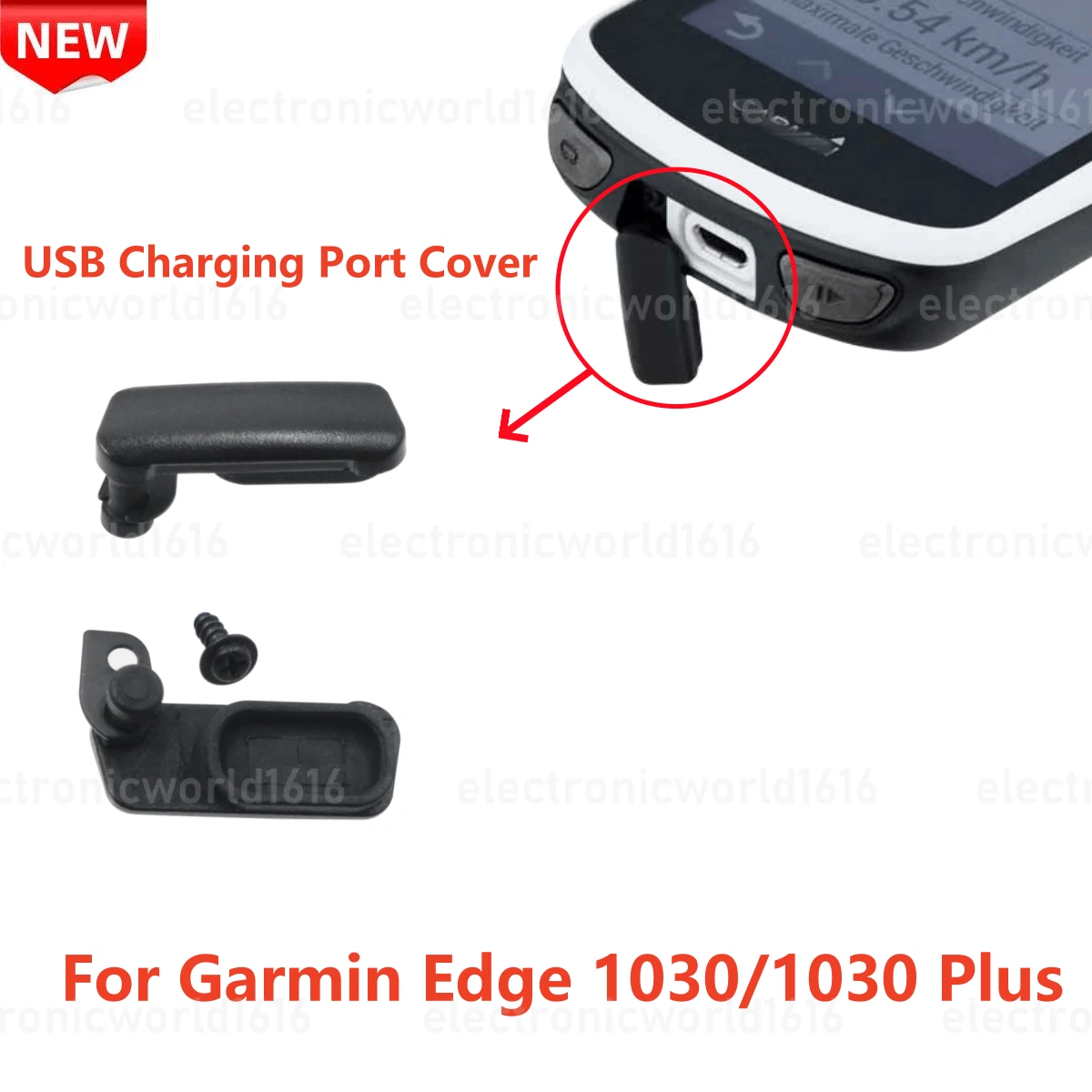 For Garmin Edge 1030/1030 Plus Black Rubber Cap USB Charging Port Cover  Part NEW