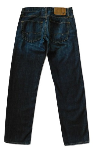 Pantalones de mezclilla American Eagle para hombre de pierna ajustada W26/L28 bigotes lavado oscuro 100 % algodón - Imagen 2 de 4
