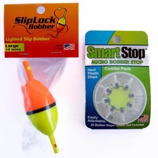 Lighted Smart Slip Lock Bobber and Smart Stop Micro Bobber Stop Combo (M/L)