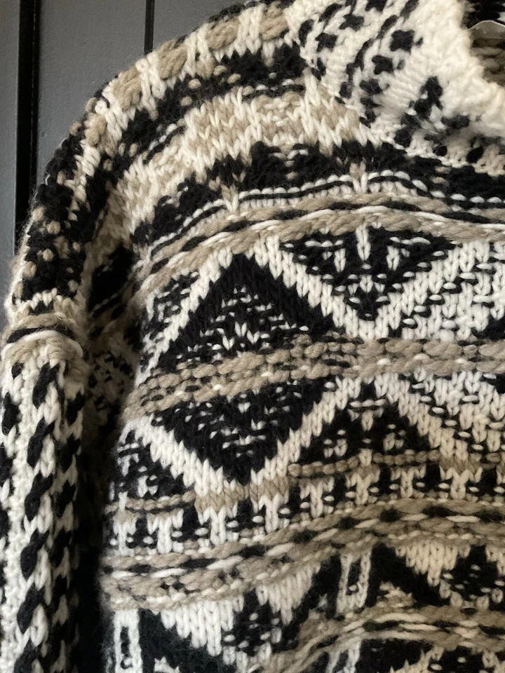 Suéter Anthropologie Splendid Fair Isle Vail Blanco Crema Negro M Foto 3 de 4