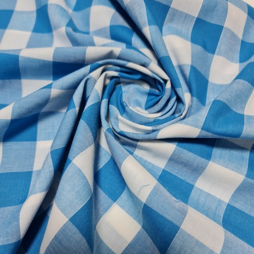 1" Gingham Check Polycotton Fabric Plaid Dress Craft Uniform Material 44" Meter - Picture 30 of 63