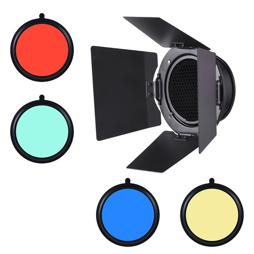 Photography Barn Door & Honeycomb Grid & 4 Color Filters for Video Lights Y4A8 - Picture 2 of 11