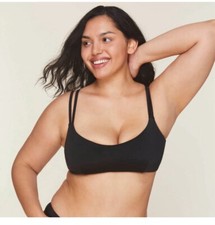 Andie Swim Black The Rockaway Scoop Neck Minimalist Bikini Top Size Large NWT